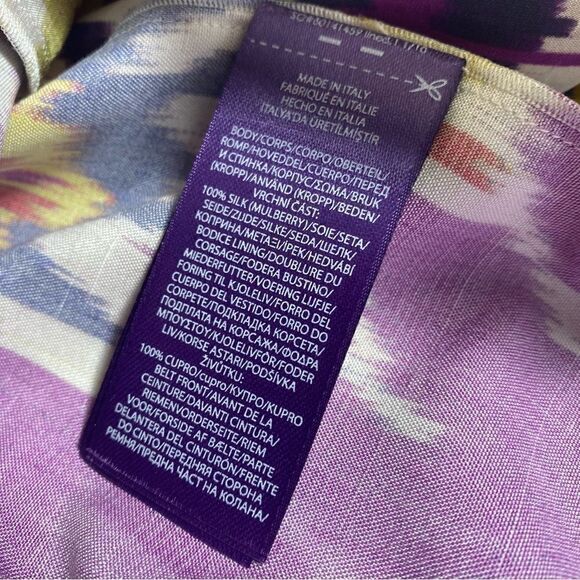 Ralph Lauren Resort 2022 Collection Freida Ikat Print Silk A-Line Midi Day Dress - Picture 9 of 15